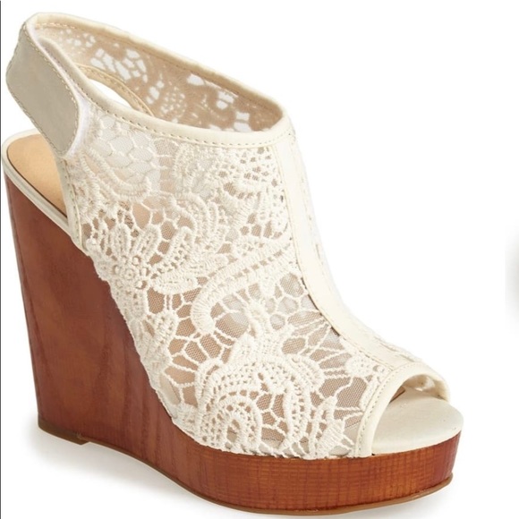 Lucky Brand Shoes - LUCKY BRAND White Lace Crochet Wedge Heel